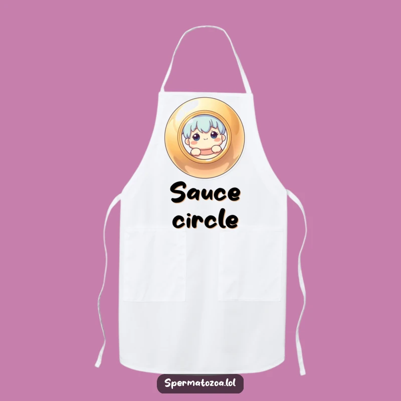 Funny Apron: Curious Character Peeking From Shiny Circle - Cooking Funny Gift