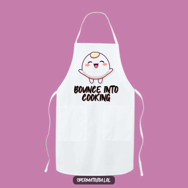 Funny Rounded Character Apron - Joyful Bouncing Smile Kitchen Wear