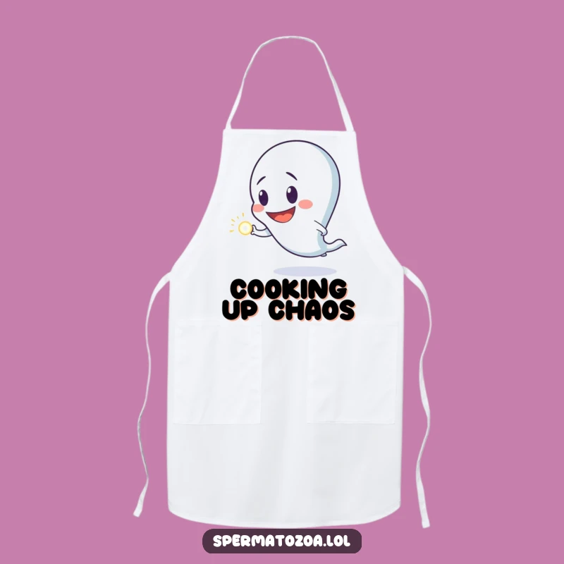 Funny Sperm Apron: Goofy Sperm Chef Design, A Hilarious Kitchen Funny Gift!