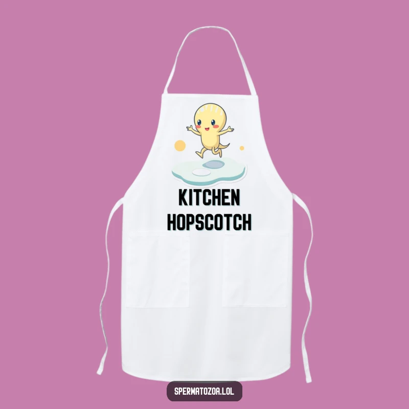 Funny Sperm Hopscotch Apron: Cook Up Fun with Game-Inspired Humor