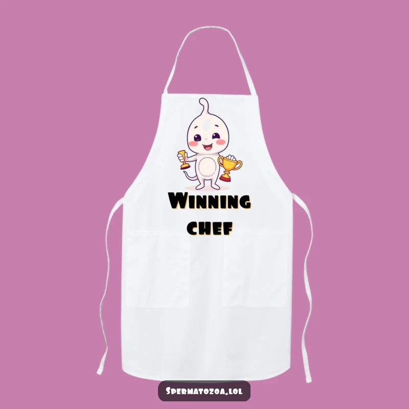 Funny Sperm Trophy Apron: Cook Up Wins in This Humorous Kitchen Gear!