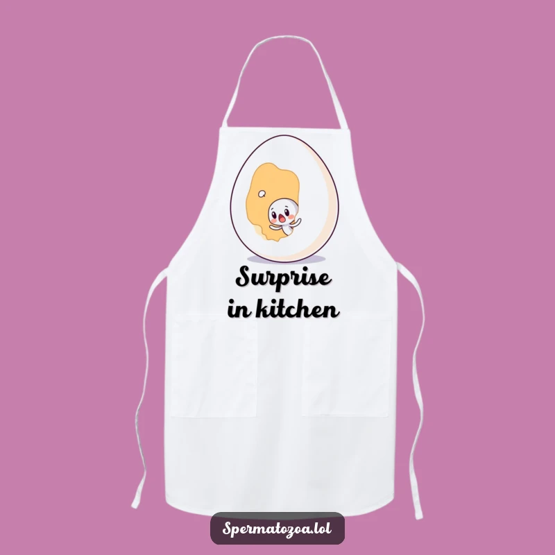 Funny Sperm Egg Surprise Apron - Shocked Character Kitchenwear