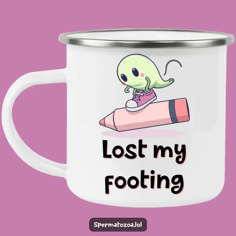 Funny Sperm Cell Tripping Camping Mug: Adventures Fuelled By Clumsy Laughs!