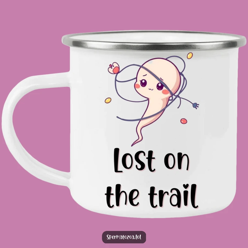 Funny Tangled Sperm Enamel Mug - Adventure Through Life's Snags!