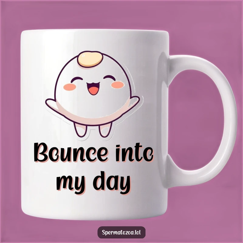 Funny Rounded Character Mug - Joyful Bouncing Smile Gift for Cheer