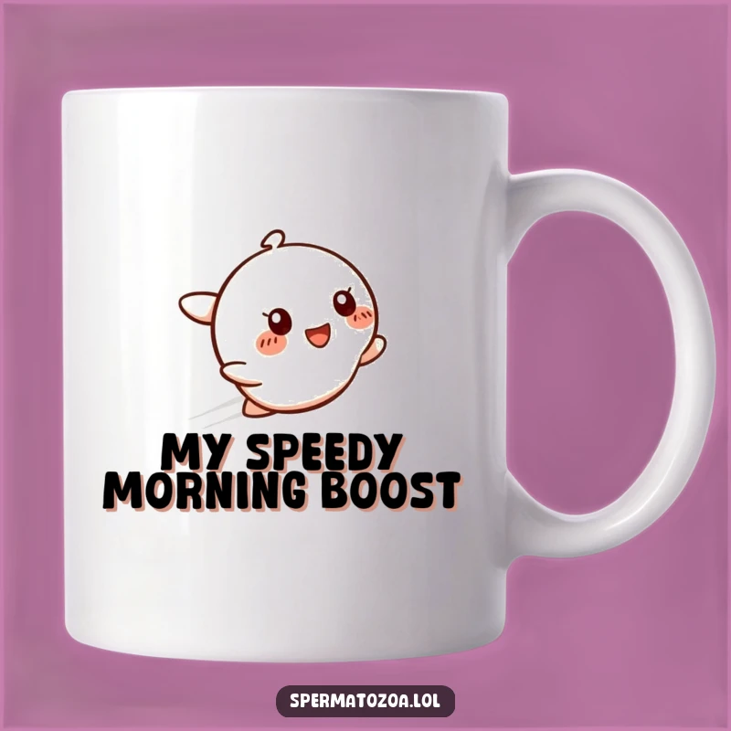 Funny Speedy Smile Mug: Glowing Character Zipping, Perfect Funny Gift for Fast Movers