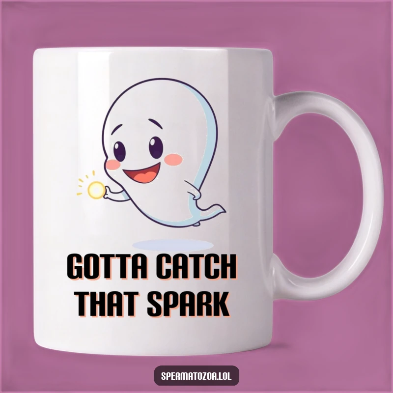 Funny Sperm Chasing Dot Mug: A Hilarious Sperm Character Design, Perfect Funny Gift!