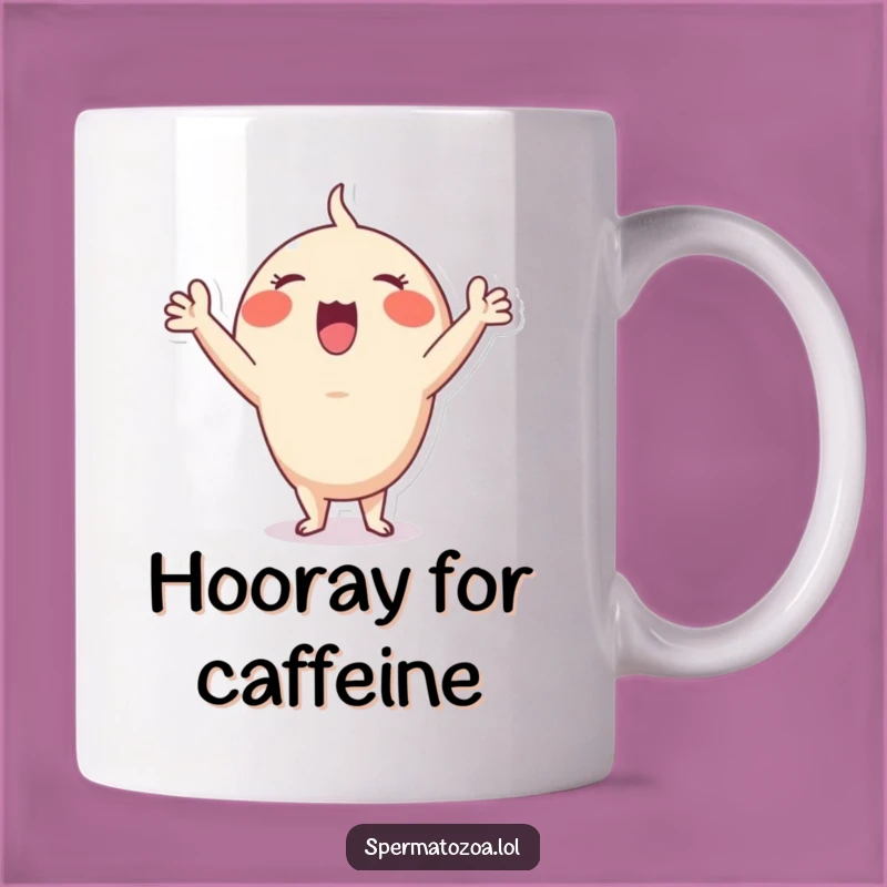 Funny Sperm Cheer Mug: Enthusiastic Character, Perfect Funny Gift!