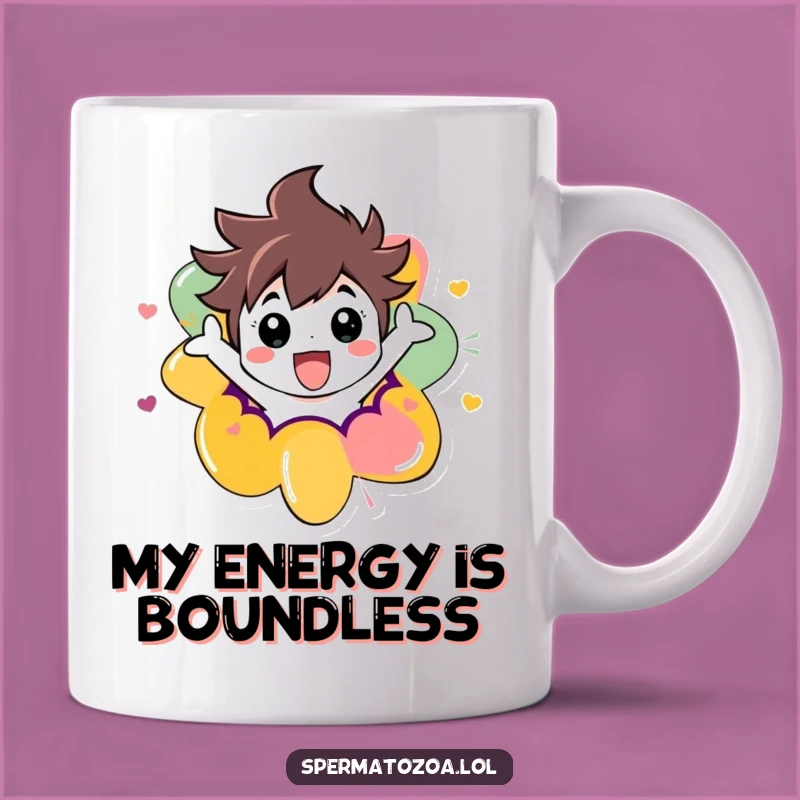 Funny Abstract Burst Mug: Joyful Character Escaping Chaos, Perfect Unique Gift