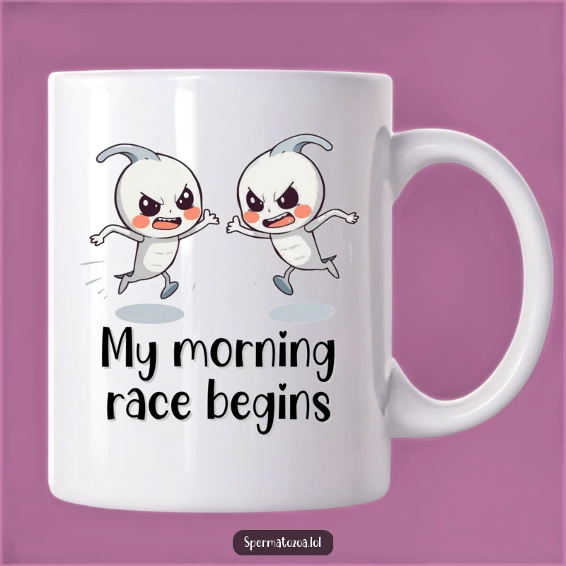 Funny Sperm Race Mug: Determined Characters, Hilarious Gift for Him!