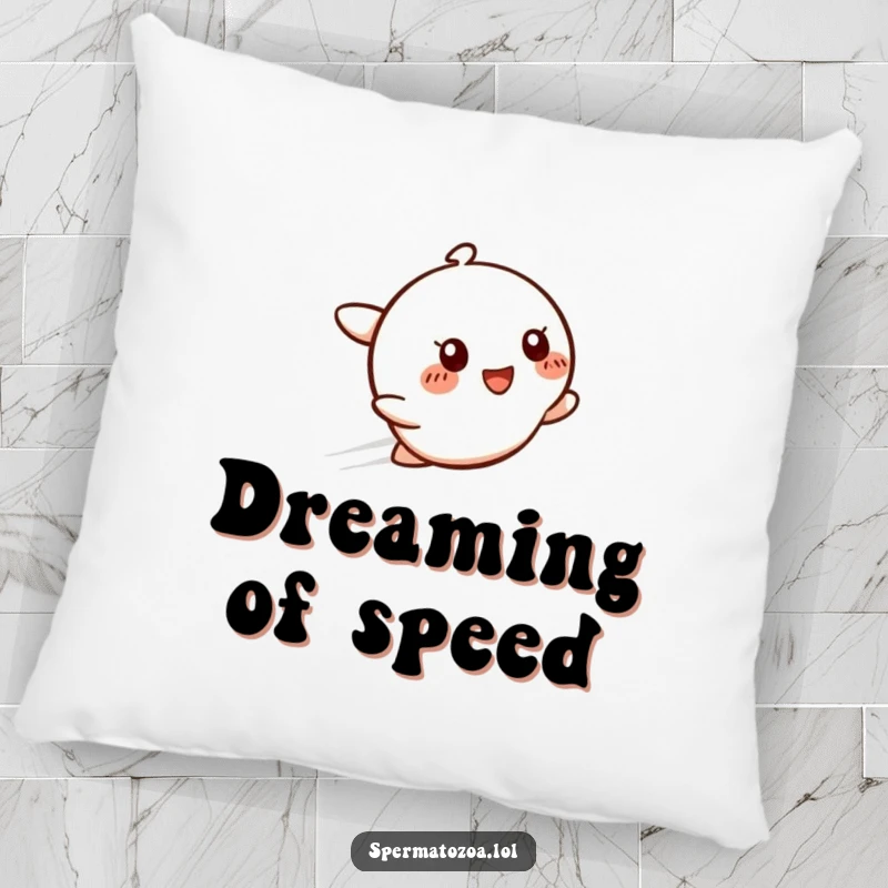 Funny Speedy Smile Pillow with a zipping character and glow, offering comfort and speedy humor, a great funny gift idea.