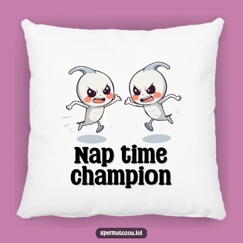 Funny Sperm Race Pillow: Determined Characters, Comfy & Hilarious Gift!