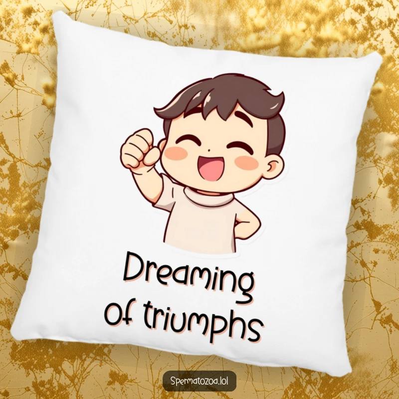 Funny Victory Cheer Pillow with an enthusiastic character, offering comfort and motivational humor, a great funny gift idea.