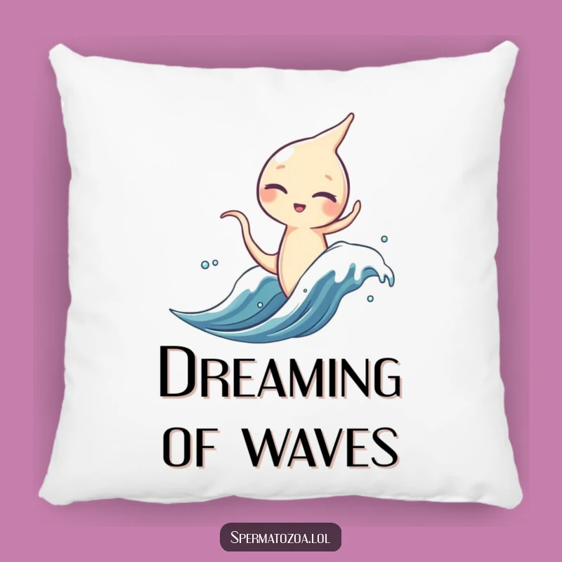 Funny Winking Sperm Surfer Pillow - Huggable Adventure for Your Couch!