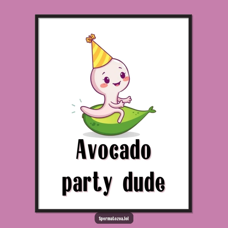 Funny Sperm Cell Avocado Party Digital Art: Instant Festive Fun for Your Walls!