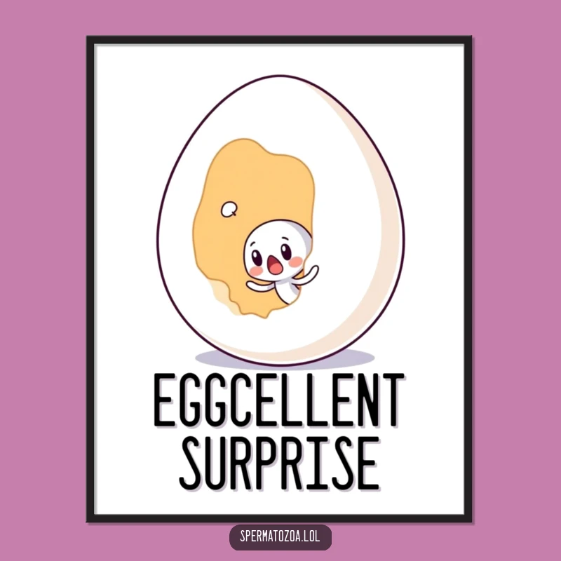 Funny Sperm Egg Surprise Digital Art - Shocked Character Printable Decor