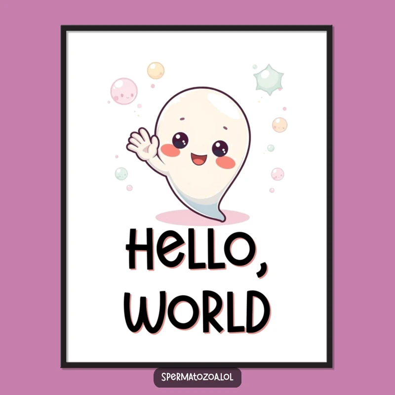 Funny Sperm Hello Digital Print: Instant Cheerful Art for Welcoming Spaces