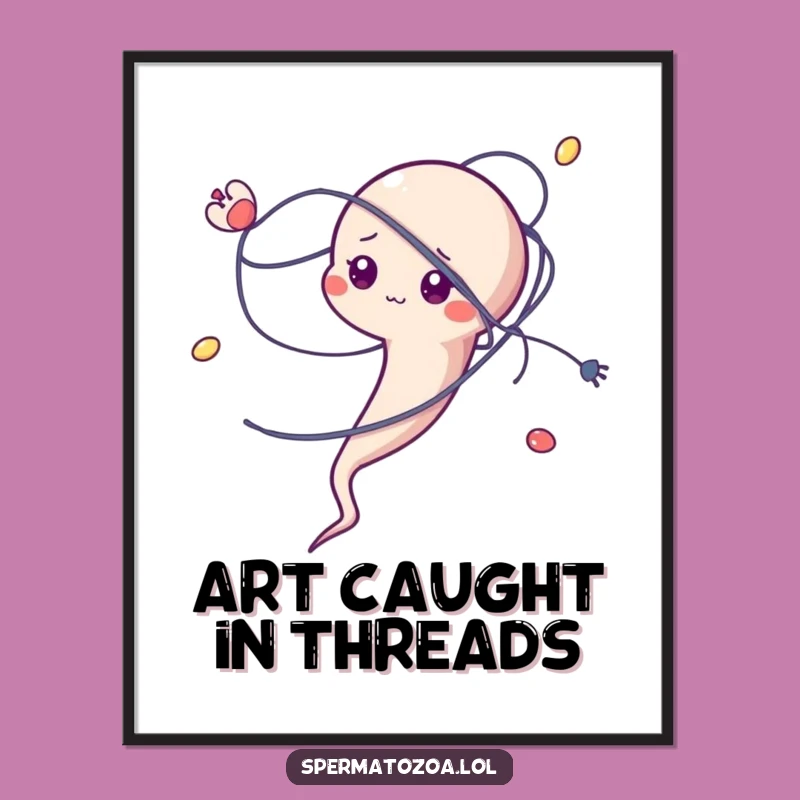 Funny Tangled Sperm Digital Print - Instant Relatable Humor for Your Walls!