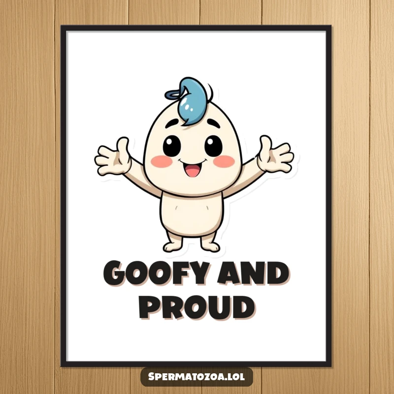 Funny Digital Art Print of a happy character striking a wide-armed goofy pose, radiating pure joy and humor.