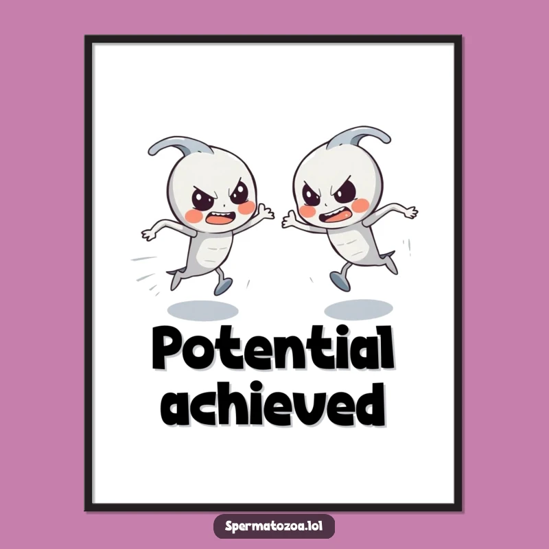 Funny Sperm Race Digital Print: Determined Characters, Instant Hilarious Decor!