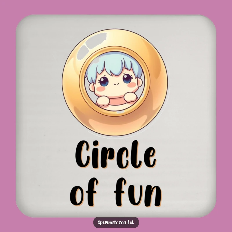 Funny Coaster: Curious Character Behind Shiny Circle - Table Protection Funny Gift