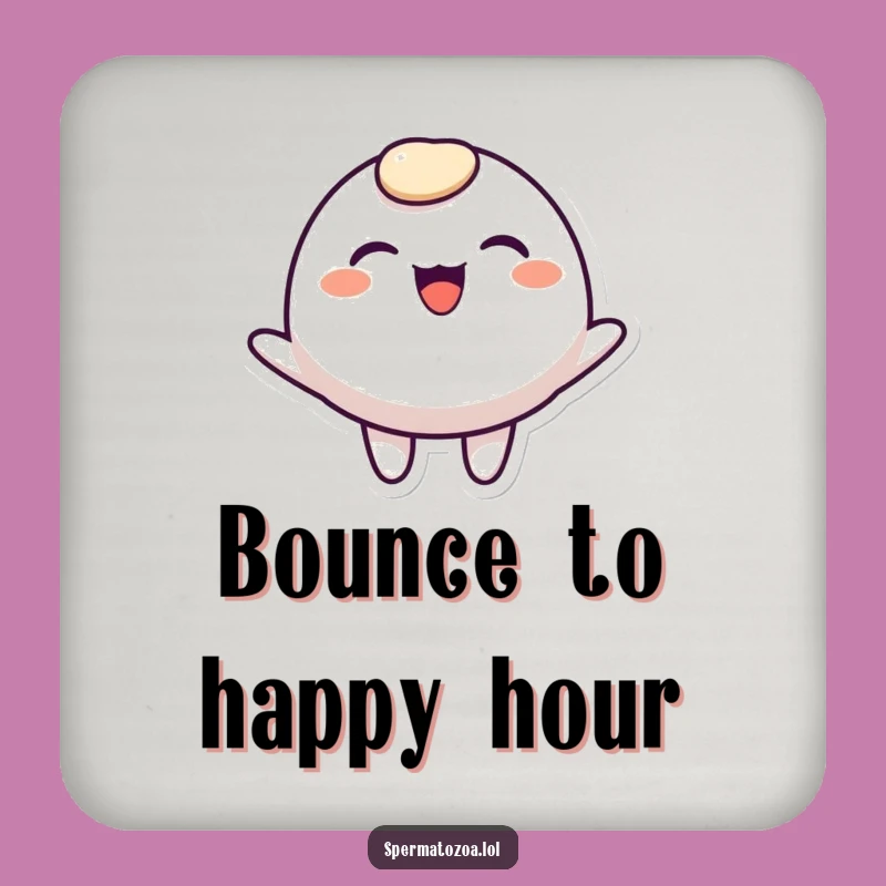 Funny Rounded Character Coaster - Joyful Bouncing Smile Drink Protector