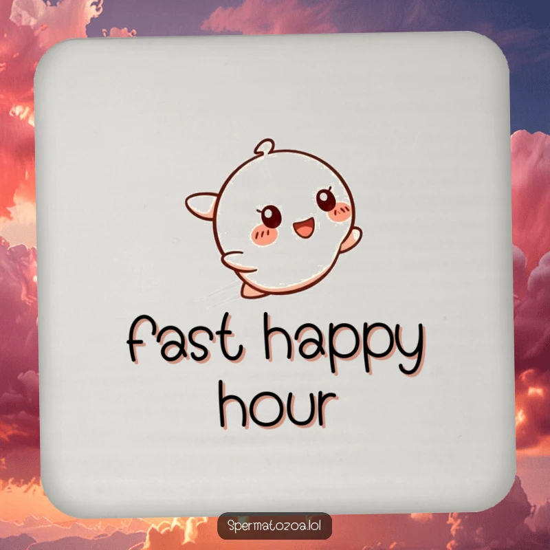 Funny Speedy Smile Coaster with a zipping character and glow, protecting surfaces and adding humor, a great funny gift.