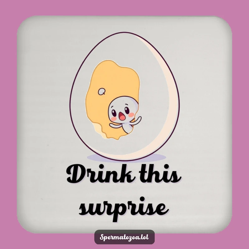Funny Sperm Egg Surprise Drink Coaster - Shocked Character Table Protector