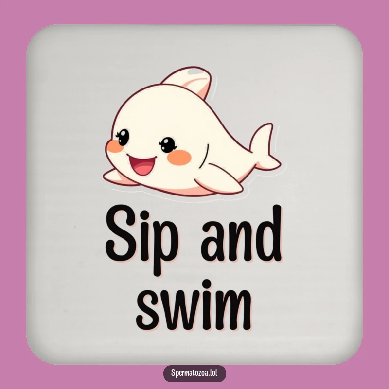 Funny Tiny Swimmer Drink Coaster: Protect Surfaces with Determined Humor!