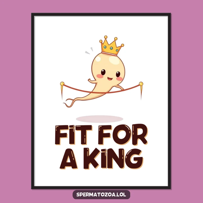 Funny Sperm King Poster: Hilarious Sperm Cell Skipping Art, Unique Funny Gift