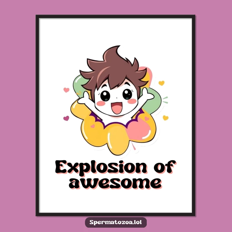 Funny Abstract Burst Poster: Dynamic Character Escape, Vibrant Wall Art Gift