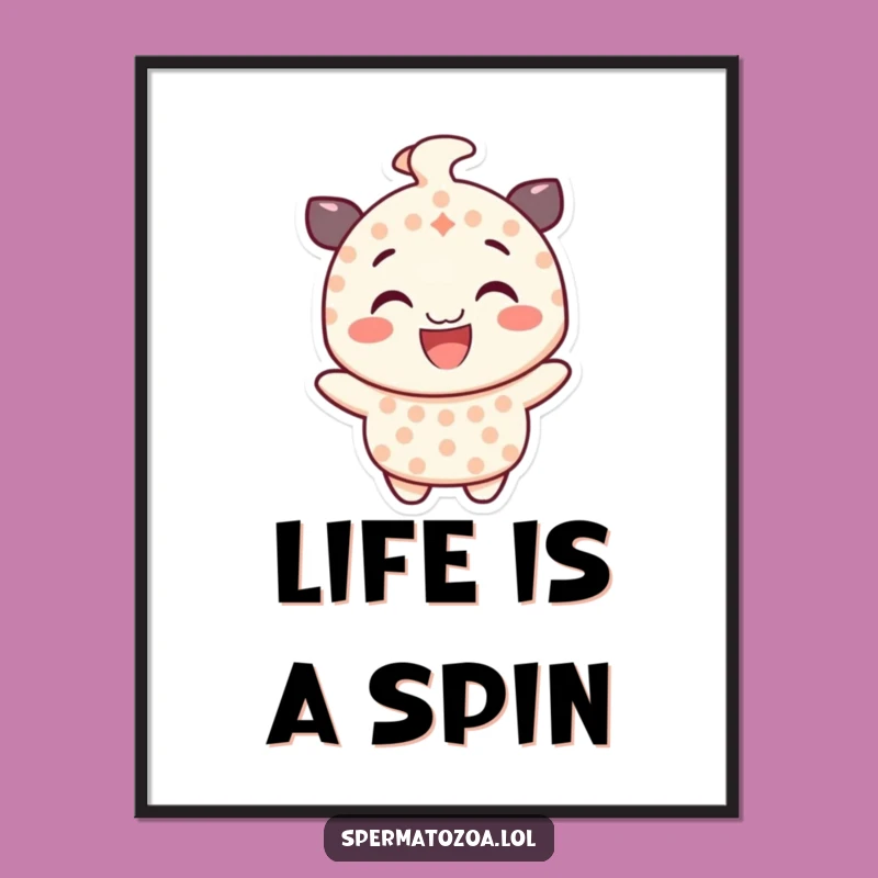 Funny Dotted Character Poster - Gleeful Spinning Smile Wall Art