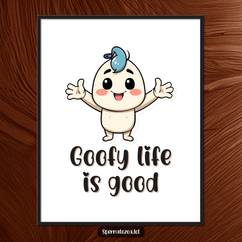 Funny Poster artwork of a happy character striking a wide-armed goofy pose, radiating pure joy and humor.