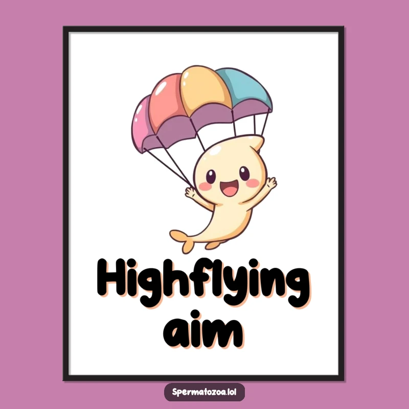 Funny Sperm Parachute Poster - Exciting Character Wall Art