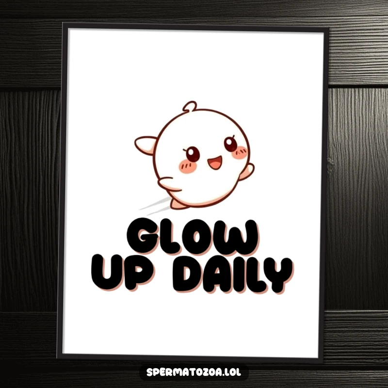 Funny Speedy Smile Poster showcasing a character zipping with a glowing trail, perfect for wall decor and as a funny gift.