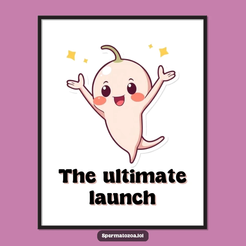 Funny Sperm Flip Poster: Celebrate Life's Journey with Whimsical Wall Art