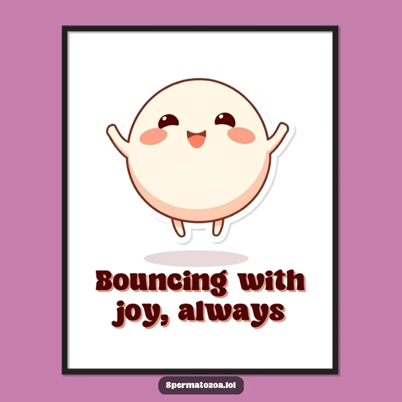 Funny Free Printable Wall Art: Bouncing Round Character, Joyful Downloadable Decor for Happy Homes