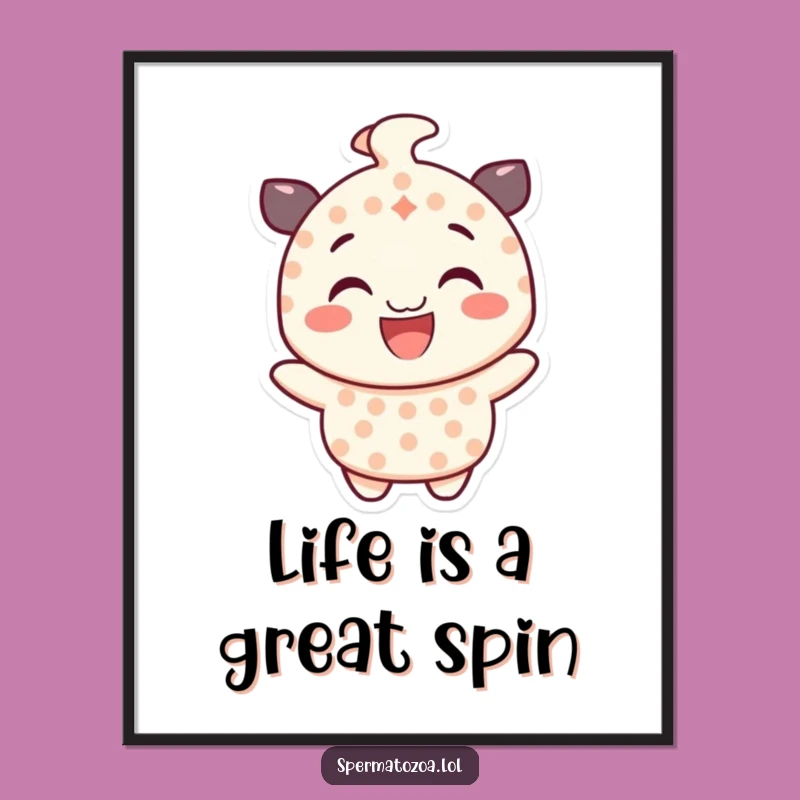 Funny Free Printable Wall Art: Gleefully Spinning Dotted Character, Dynamic Downloadable Decor