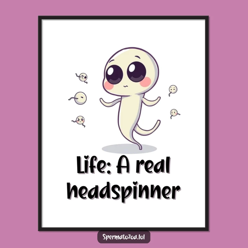Funny Free Printable Wall Art: Sperm Cell Juggler! Quirky Downloadable Decor.