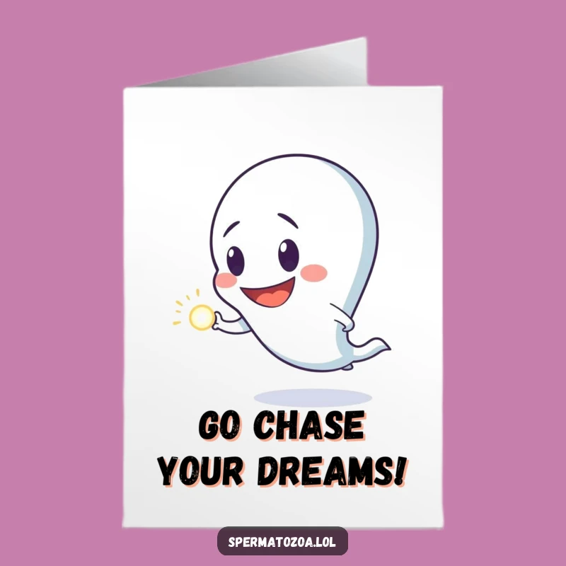 Free Printable Funny Birthday Card: Goofy Sperm Chasing Dot