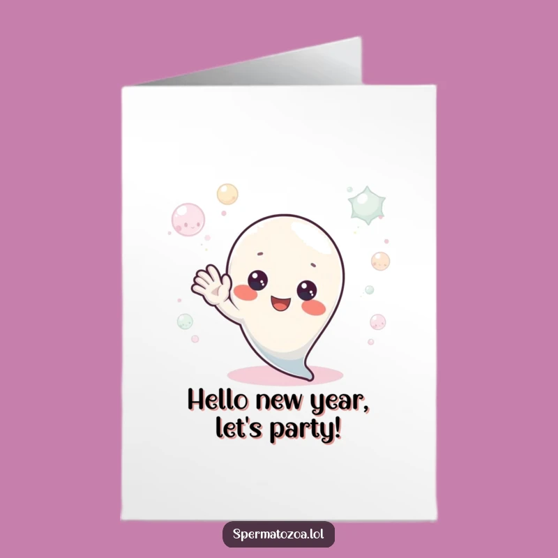 Free Printable Birthday Card: Waving Sperm Hello Funny Greeting Downloadable Gift