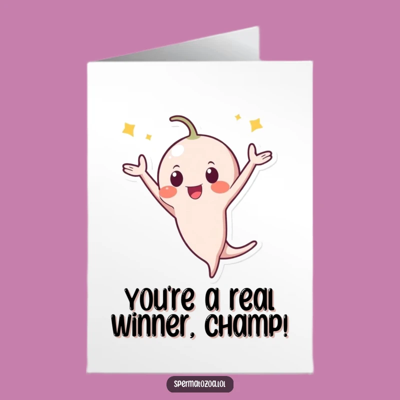 Free Printable Congrats Card: Sperm Flip Achievement Funny Downloadable Gift