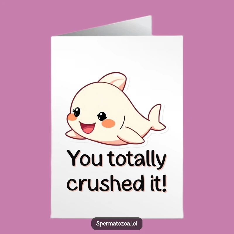 Free Printable Congrats Card: Tiny Swimmer, Funny Achievement Downloadable