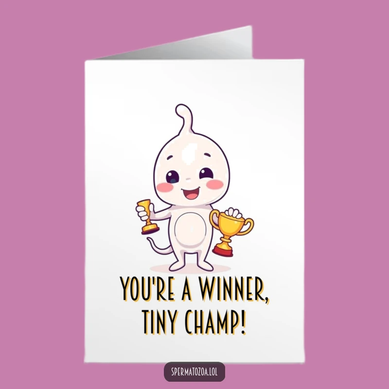 Free Printable Congrats Sperm Trophy Card: Humorous Downloadable Greeting for Any Achievement