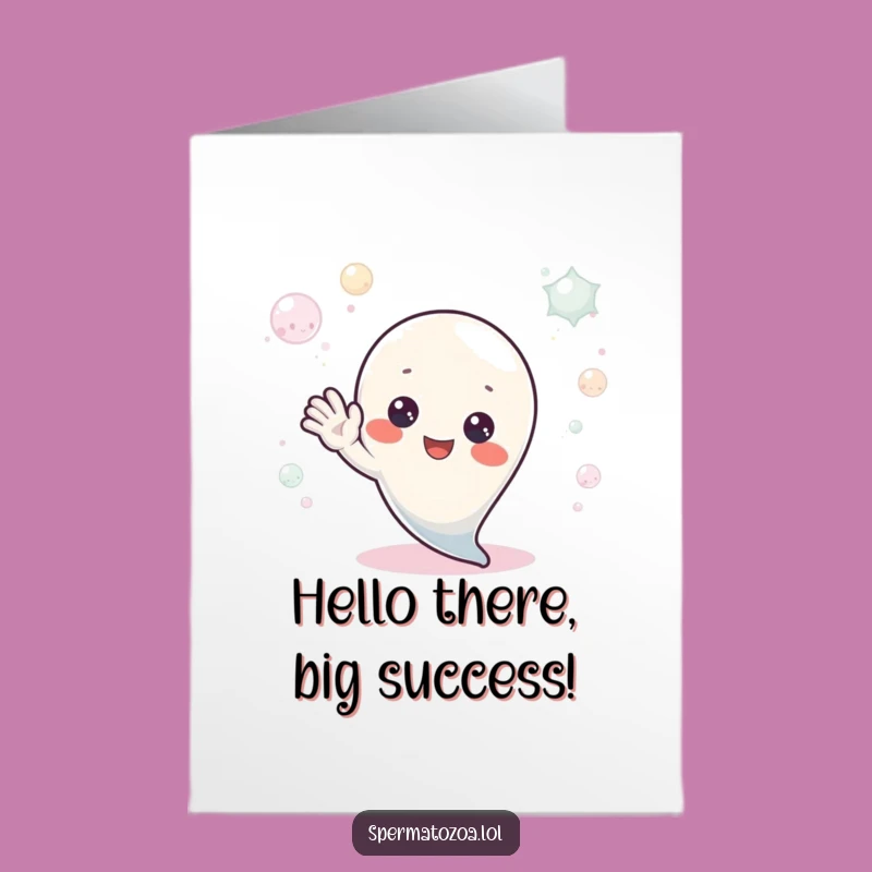 Free Printable Congrats Card: Waving Sperm Hello Funny Downloadable Gift