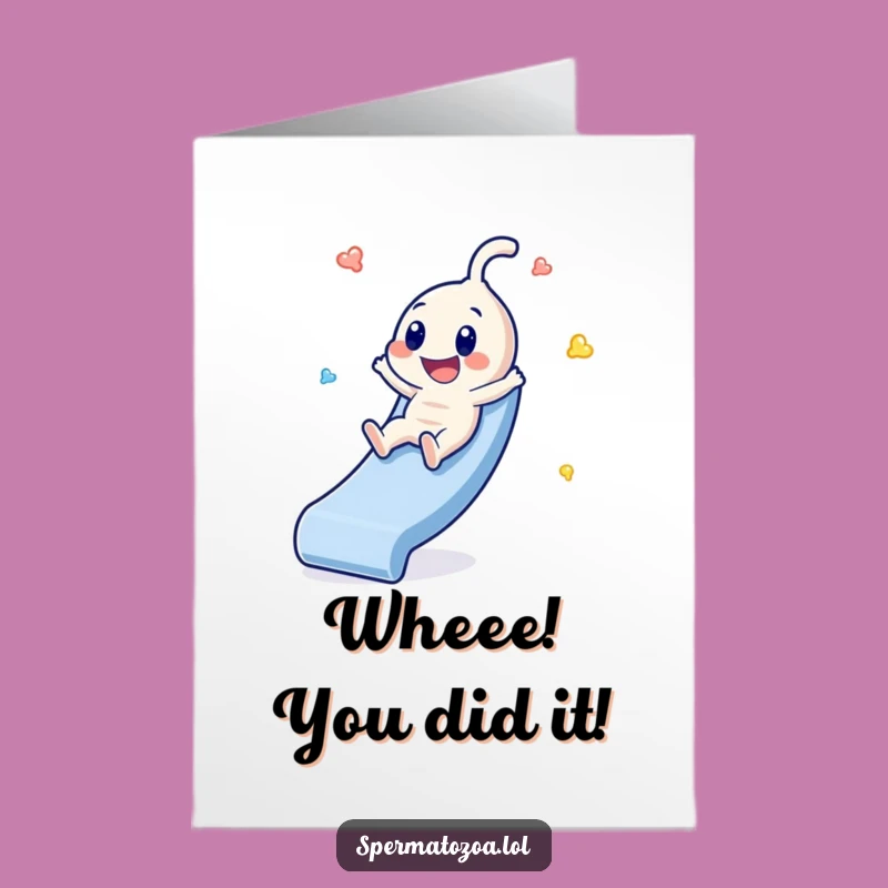 Free Printable Congrats Card: Joyful Sperm Slide, Perfect Downloadable Gift