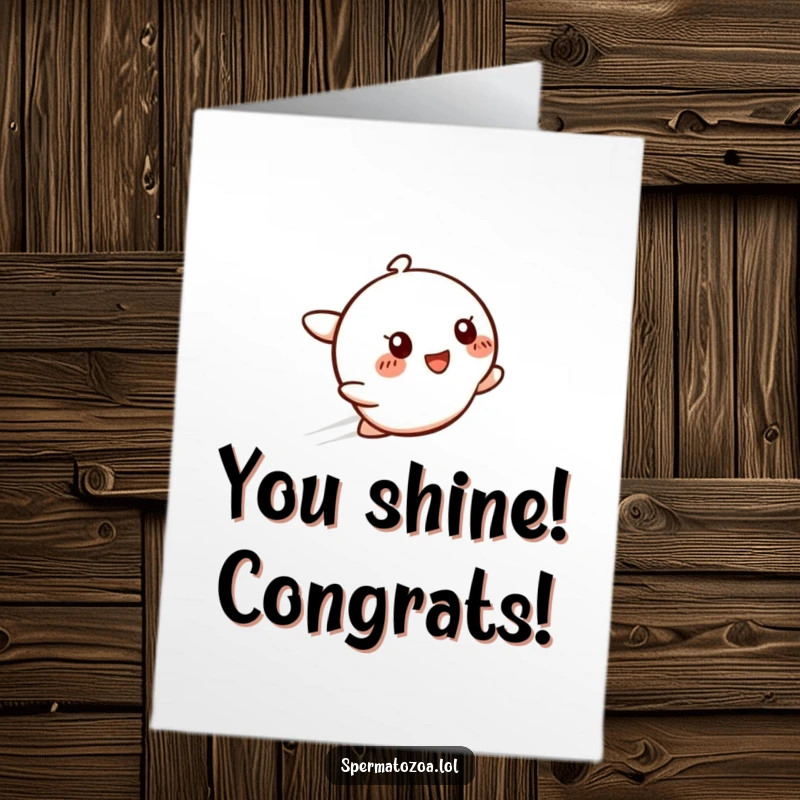Funny Free Printable Congratulations Card: A smiling character zipping fast, trailing a light glow to celebrate an achievement.