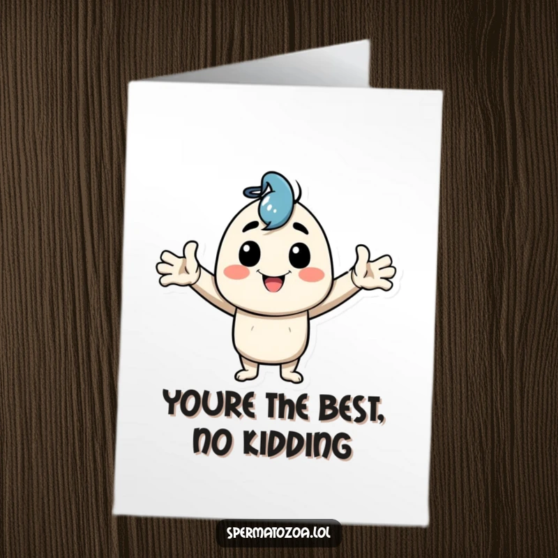 Funny Free Printable Thank You Card of a happy character striking an exaggeratedly goofy pose with arms thrown wide.