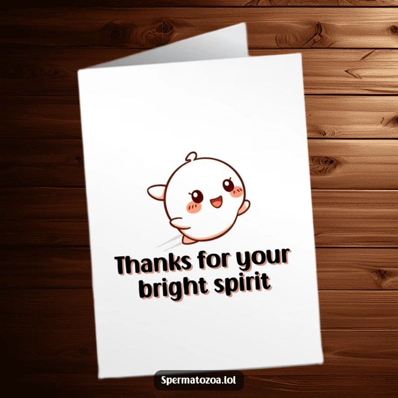 Funny Free Printable Thank You Card: A simple, smiling character zooming, leaving a light glow to convey a swift thank you.