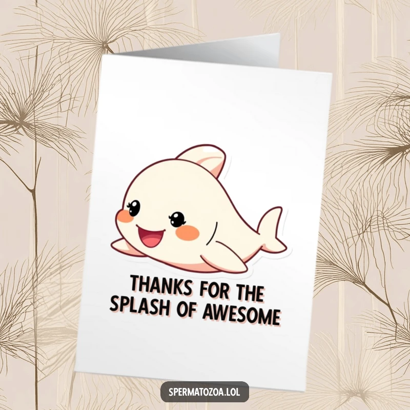 Funny Free Printable Thank You Card of a tiny character swimming with enthusiasm and a powerful, determined grin.